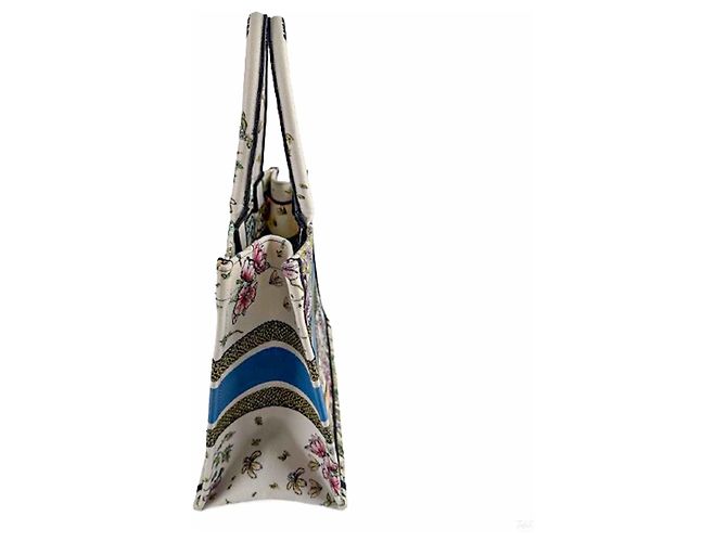 Autre Marque Book Tote Medium Canvas Bestickte Handtasche Weiß - Ansicht 5
