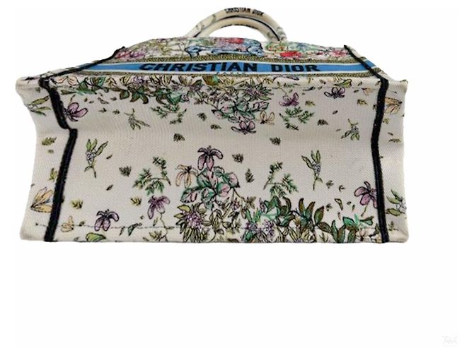 Autre Marque Book Tote Medium Canvas Bestickte Handtasche Weiß - Ansicht 7