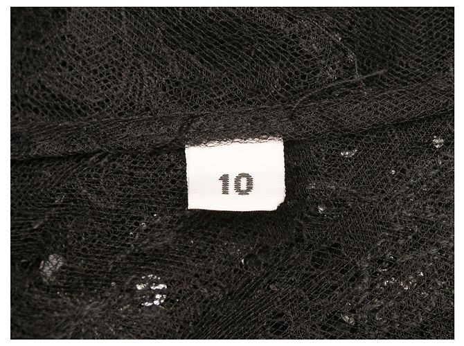 Oscar de la Renta transparente bestickte Spitzenbluse Schwarz Größe US 10 - Ansicht 4