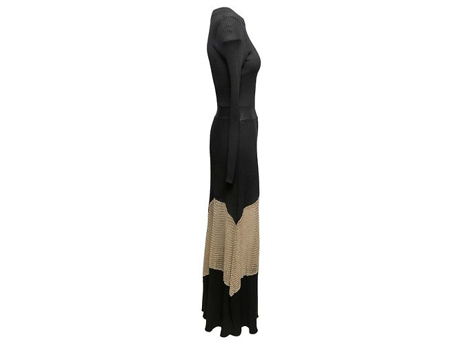 Ulla Johnson Strick-Maxikleid Schwarz & Gold Größe US S - Ansicht 2