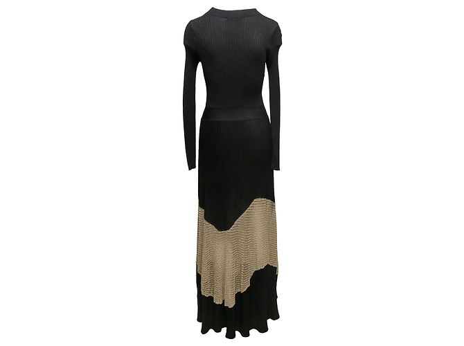 Ulla Johnson Strick-Maxikleid Schwarz & Gold Größe US S - Ansicht 3