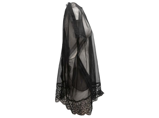 Simone Rocha Mesh-Poncho mit Spitzenbesatz Schwarz Größe UK 14 - Ansicht 2