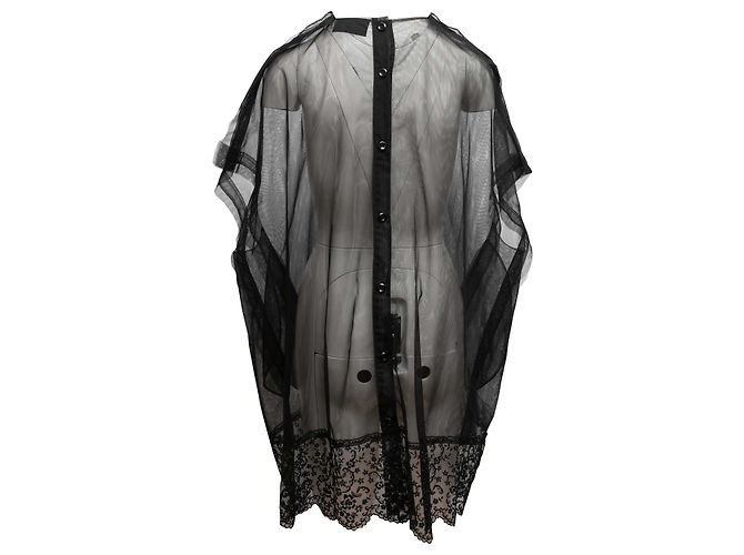 Simone Rocha Mesh-Poncho mit Spitzenbesatz Schwarz Größe UK 14 - Ansicht 3