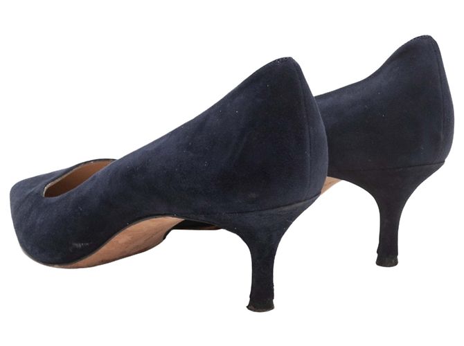 Décolleté a punta in camoscio Manolo Blahnik blu navy Taglia 36 - vista 4