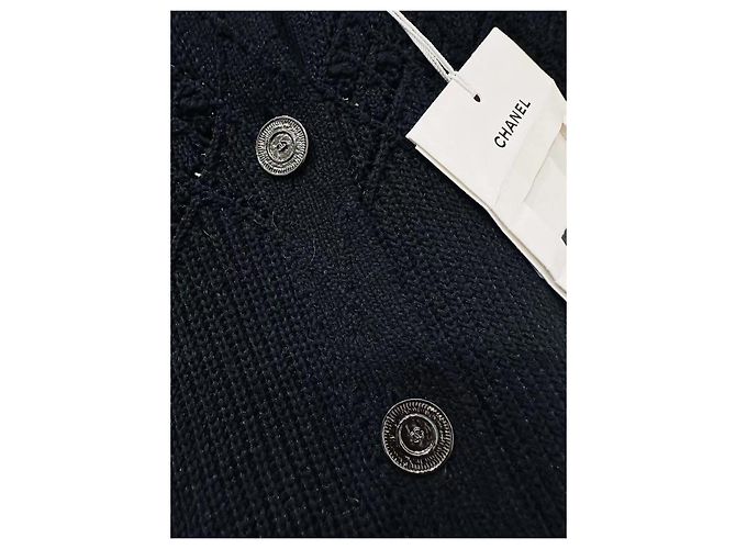 Chanel Schwarzer Strickpullover aus Baumwolle mit Cut-out Detail Gr. 38 Mehrfarben - Ansicht 4
