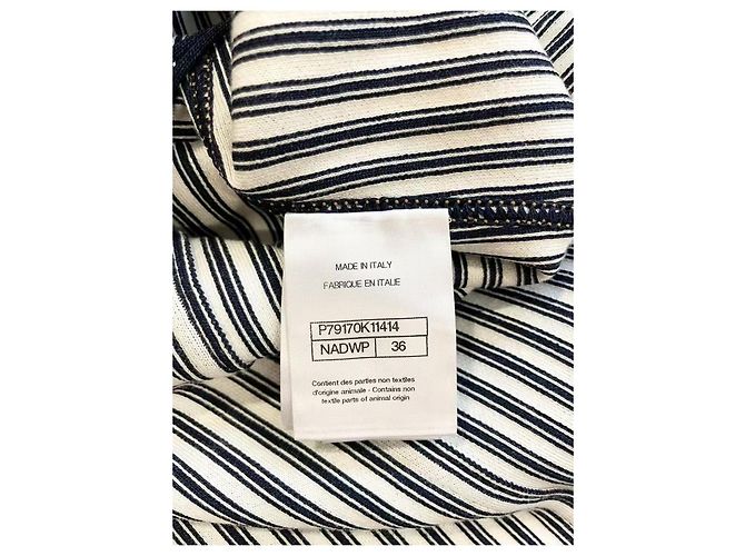 Chanel Navy Silk Striped Embroidered Jacket Multiple colors - view 4