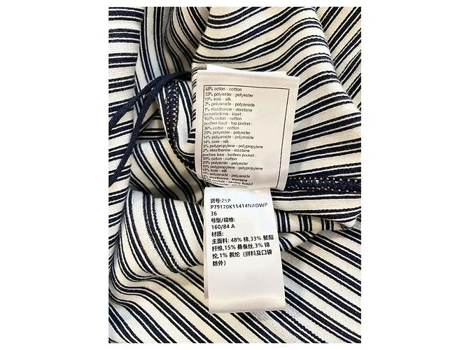 Chanel Navy Silk Striped Embroidered Jacket Multiple colors - view 5