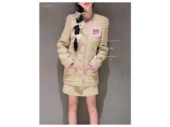 Falda Chanel de tweed amarillo talla 36 Multicolor - vista 9