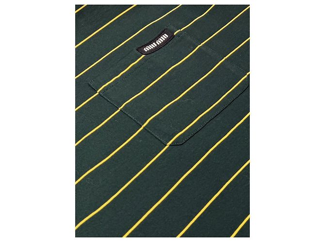 Top Miu Miu a Righe in Cotone Verde a Maniche Lunghe Multicolore - vista 2