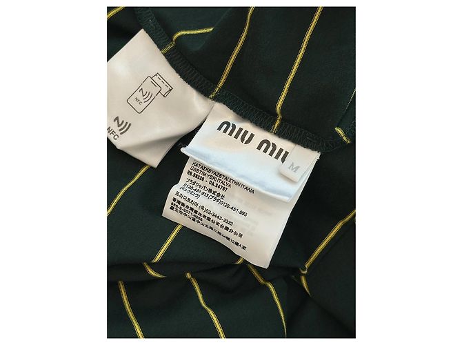 Top Miu Miu a Righe in Cotone Verde a Maniche Lunghe Multicolore - vista 3