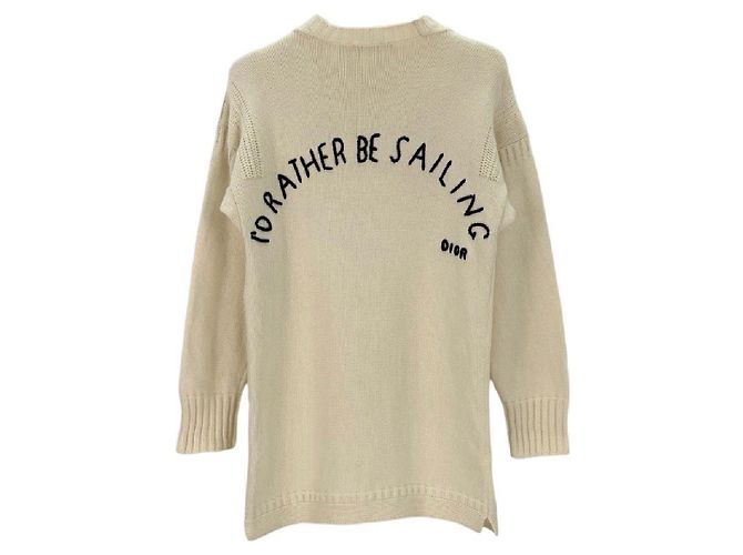 Autre Marque Dior Strickpullover aus weißer Wolle mit Stickerei Mehrfarben - Ansicht 2