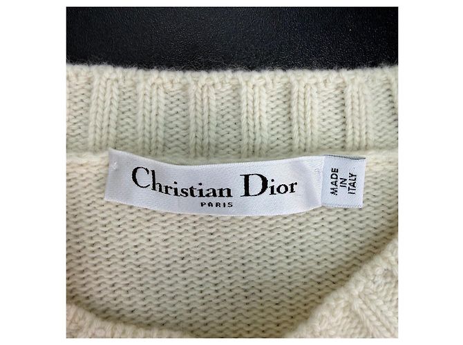 Autre Marque Dior Strickpullover aus weißer Wolle mit Stickerei Mehrfarben - Ansicht 5