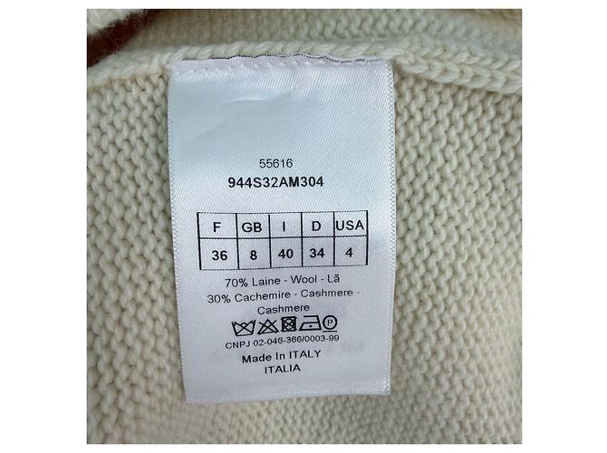 Autre Marque Dior Strickpullover aus weißer Wolle mit Stickerei Mehrfarben - Ansicht 6