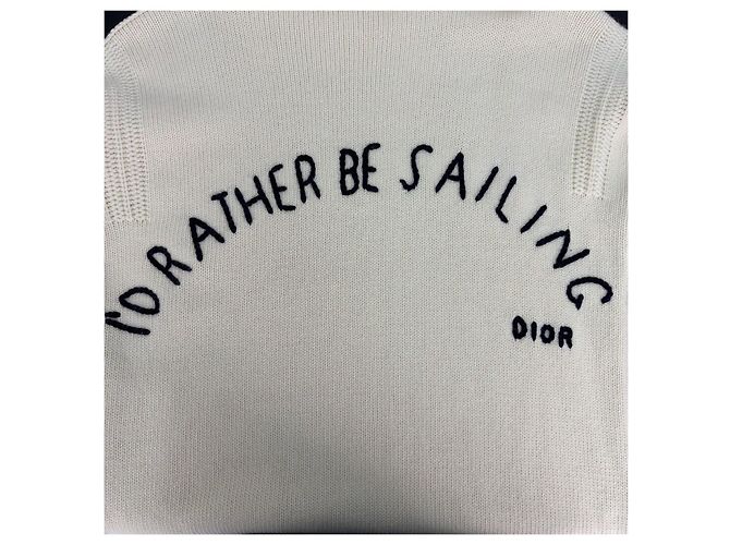 Autre Marque Dior Strickpullover aus weißer Wolle mit Stickerei Mehrfarben - Ansicht 7