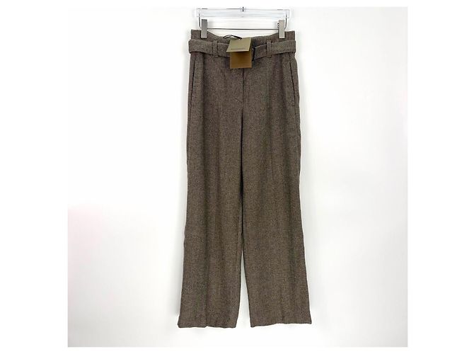 Pantalones Burberry de lana marrón con cinturón Multicolor - vista 3