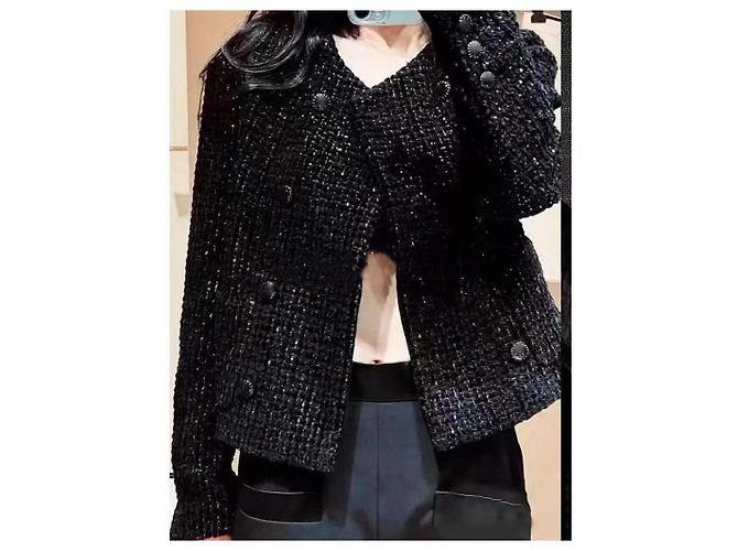 Chanel Black Tweed Double Breasted Jacket Multiple colors - view 9