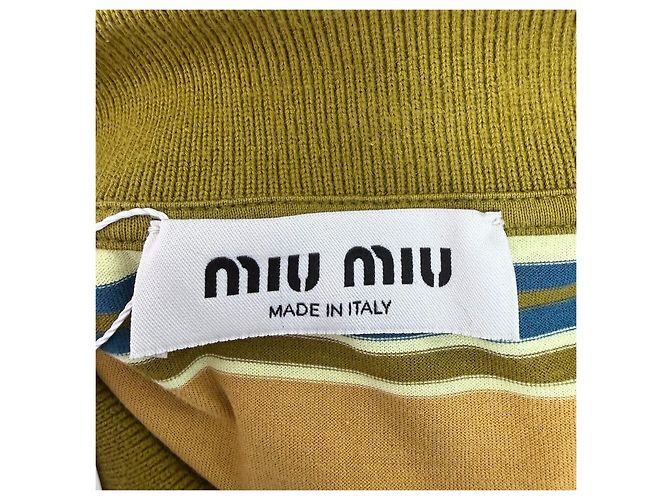 Top Miu Miu a Righe in Cotone Giallo a Manica Lunga Multicolore - vista 5