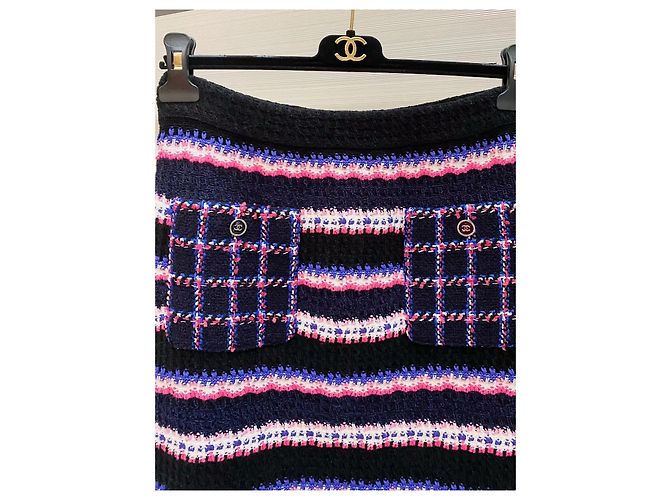 Gonna Chanel a righe in cotone viola Taglia 38 Multicolore - vista 2