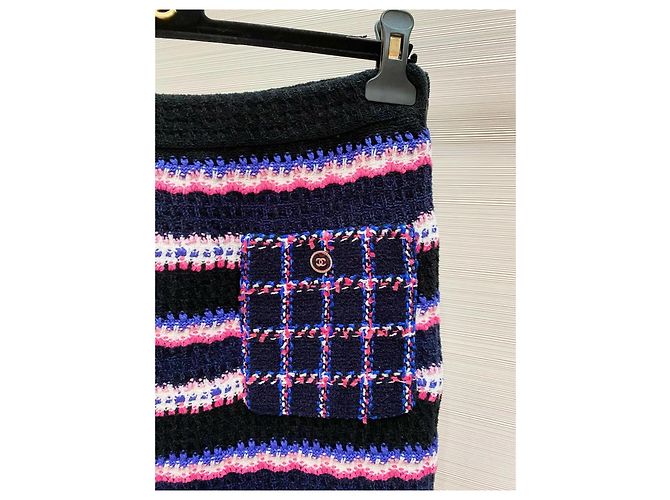 Gonna Chanel a righe in cotone viola Taglia 38 Multicolore - vista 3