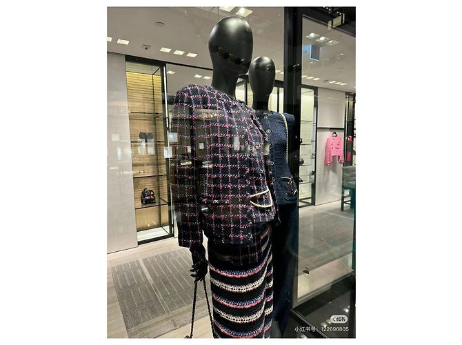 Gonna Chanel a righe in cotone viola Taglia 38 Multicolore - vista 9