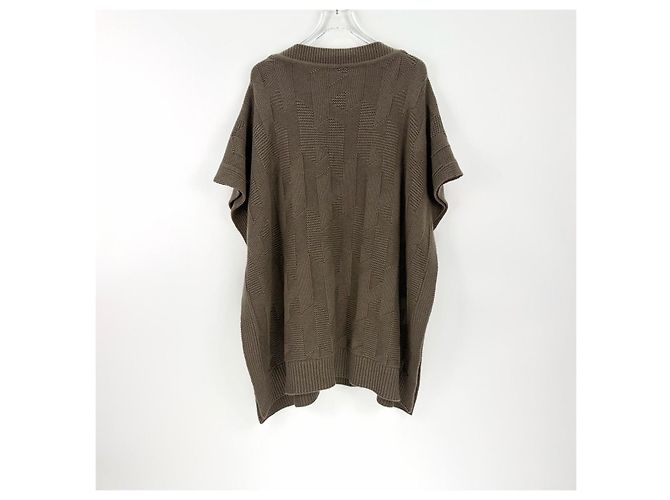 Top Hermès in Lana Khaki con Maniche a Sbuffo Multicolore - vista 4