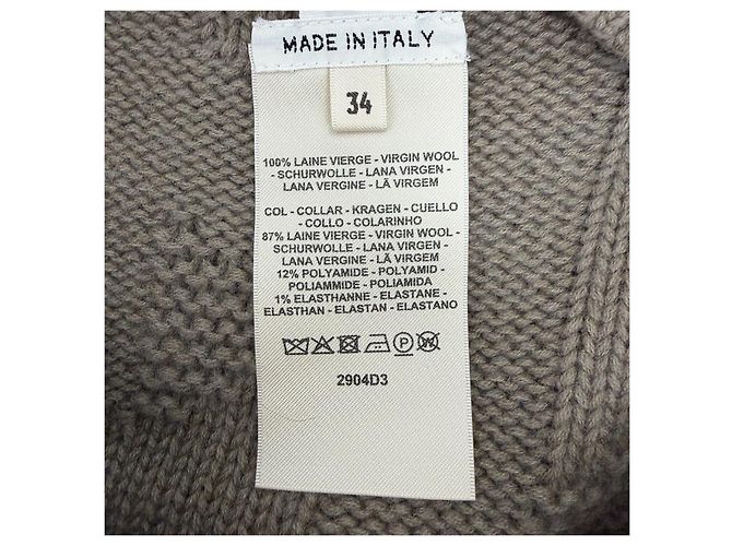 Top Hermès in Lana Khaki con Maniche a Sbuffo Multicolore - vista 6