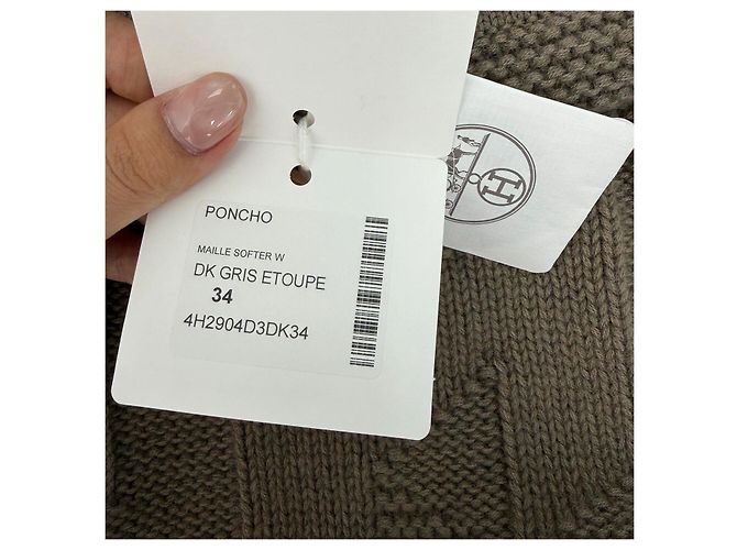 Top Hermès in Lana Khaki con Maniche a Sbuffo Multicolore - vista 7