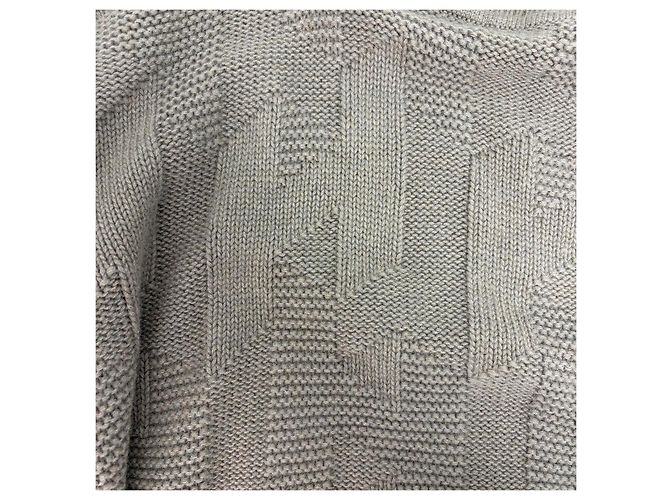 Top Hermès in Lana Khaki con Maniche a Sbuffo Multicolore - vista 8