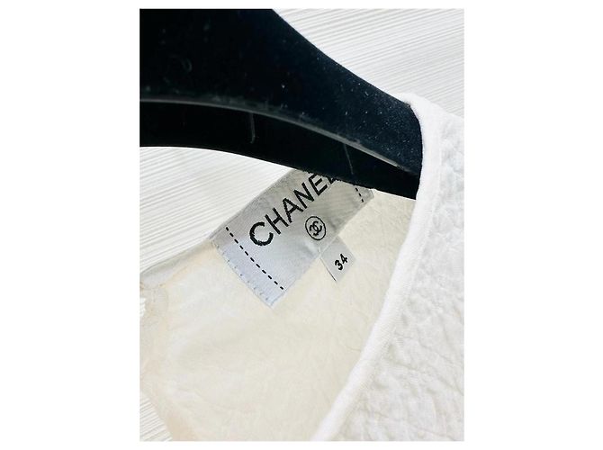 Chanel Metiers d'Art Tweed Oberteil Weiß Kamelie Mehrfarben - Ansicht 3