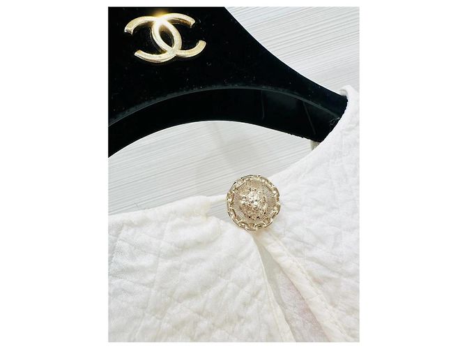 Chanel Metiers d'Art Tweed Oberteil Weiß Kamelie Mehrfarben - Ansicht 6