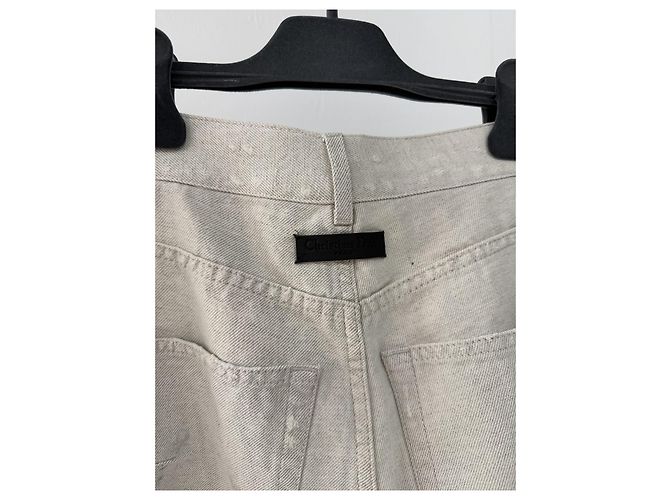 Autre Marque Pantalones Dior Ecru con Estampado de Algodón Talle Alto Multicolor - vista 4