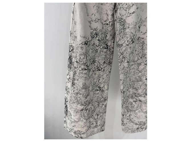 Autre Marque Pantalones Dior Ecru con Estampado de Algodón Talle Alto Multicolor - vista 5