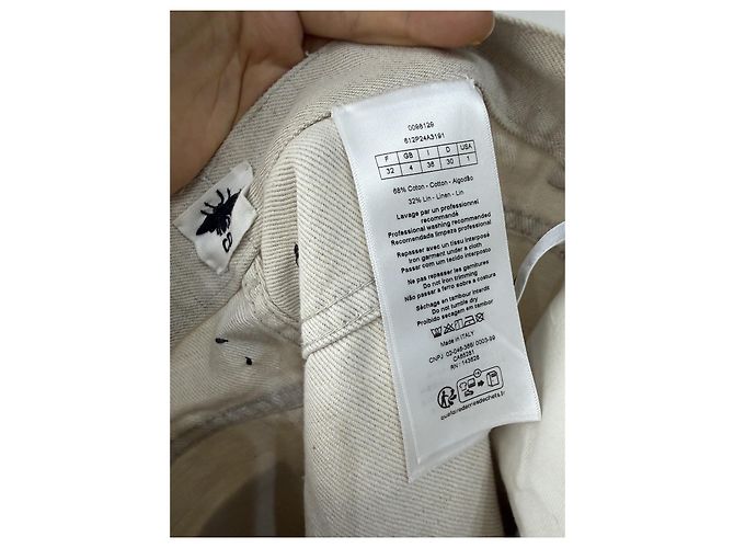 Autre Marque Pantalones Dior Ecru con Estampado de Algodón Talle Alto Multicolor - vista 6