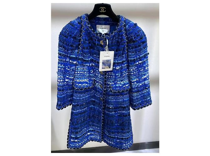 Chanel Greece series Tweed Jacke Navy Größe 34 Mehrfarben - Ansicht 3