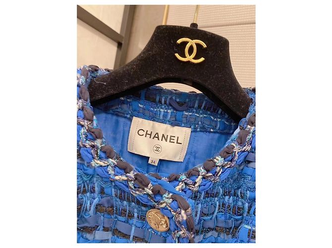 Chanel Greece series Tweed Jacke Navy Größe 34 Mehrfarben - Ansicht 5