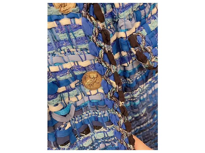 Chanel Greece series Tweed Jacke Navy Größe 34 Mehrfarben - Ansicht 6