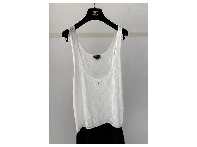 Vestido Chanel de algodão de alças com padrão acolchoado Tamanho 38 Multicor - vista 2