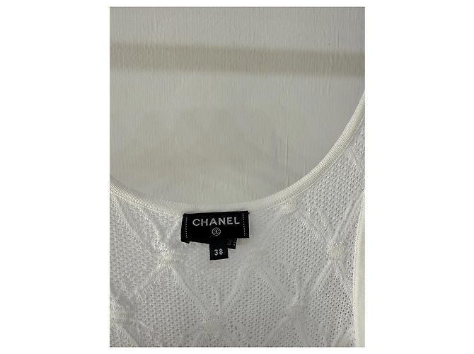 Vestido Chanel de algodão de alças com padrão acolchoado Tamanho 38 Multicor - vista 3
