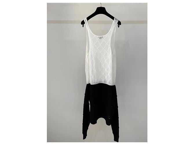 Vestido Chanel de algodão de alças com padrão acolchoado Tamanho 38 Multicor - vista 6