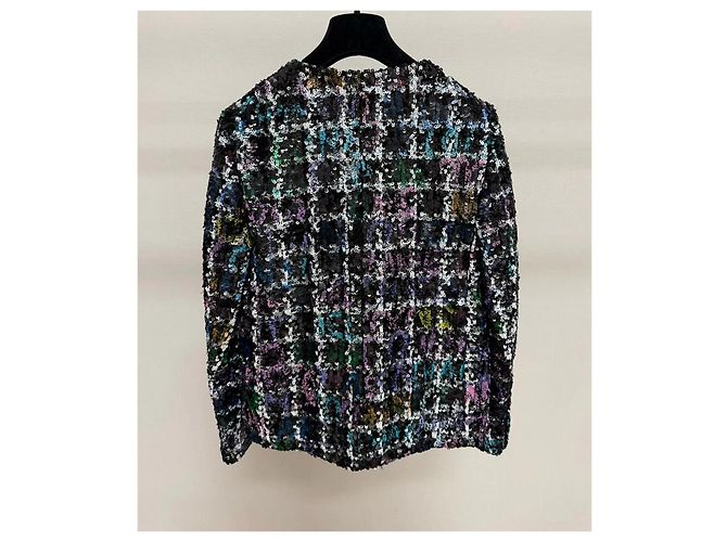 Chanel Métiers d'Art Tweed Jacke mit Pailletten Größe 34 Mehrfarben - Ansicht 2
