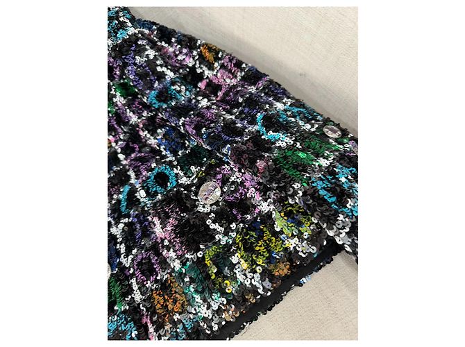 Chanel Métiers d'Art Tweed Jacke mit Pailletten Größe 34 Mehrfarben - Ansicht 4