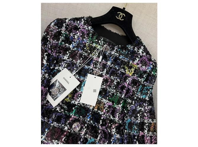 Chanel Métiers d'Art Tweed Jacke mit Pailletten Größe 34 Mehrfarben - Ansicht 6