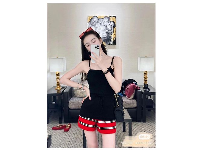 Top Camisola Chanel de Algodón con Detalle de Lazo Negro Multicolor - vista 9