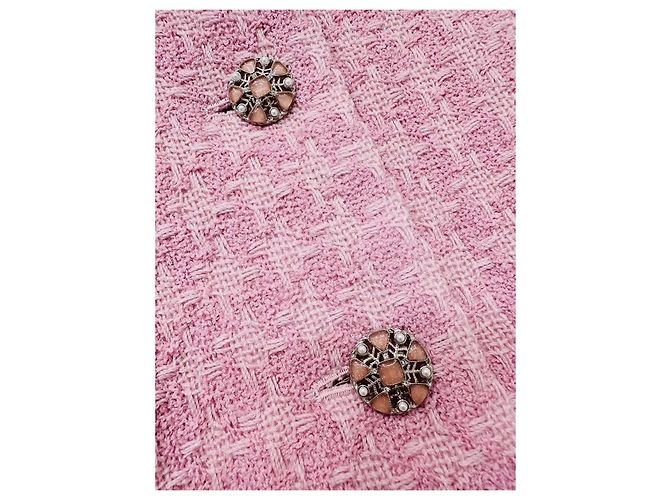 Chanel Snow Serie Wollmantel Rosa Größe 34 Mehrfarben - Ansicht 4