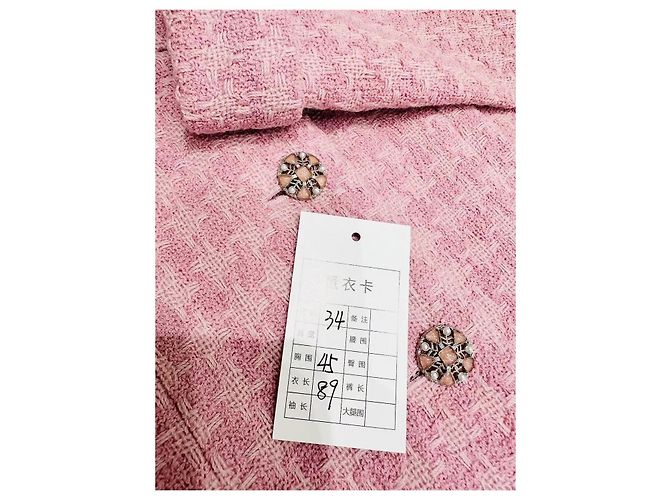Chanel Snow Serie Wollmantel Rosa Größe 34 Mehrfarben - Ansicht 7