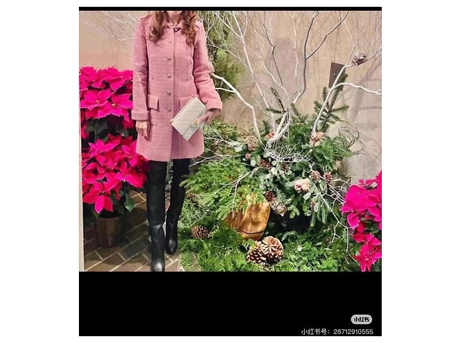Chanel Snow Serie Wollmantel Rosa Größe 34 Mehrfarben - Ansicht 8