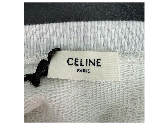 Céline Strickpullover aus Baumwolle Grau Puffärmel Mehrfarben - Ansicht 5