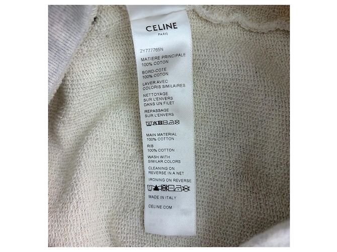 Céline Strickpullover aus Baumwolle Grau Puffärmel Mehrfarben - Ansicht 7