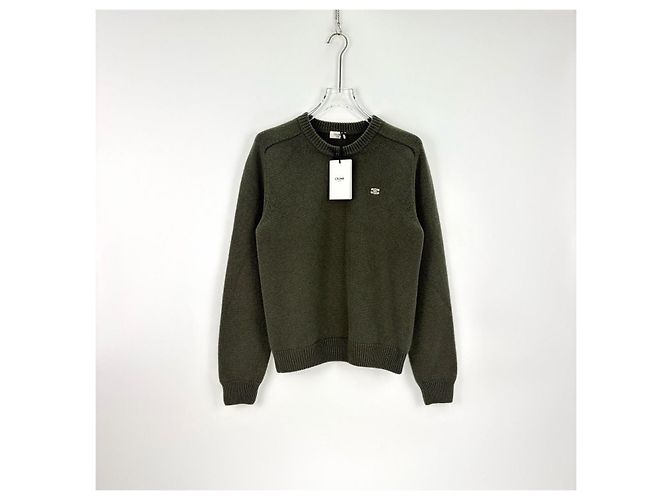 Céline Strickpullover aus Wolle in Grün mit Stickerei Mehrfarben - Ansicht 3