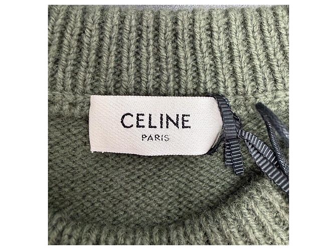 Céline Strickpullover aus Wolle in Grün mit Stickerei Mehrfarben - Ansicht 5
